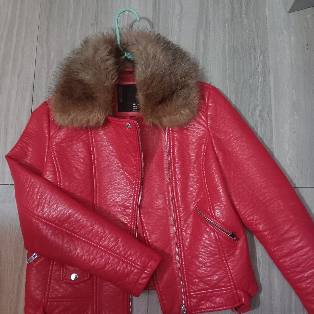 Womens Red leather jacket